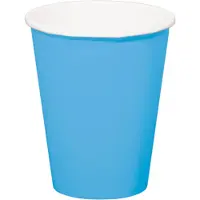 Folat 16x stuks drinkbekers van papier blauw 350 ml - Feestbekertjes