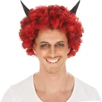 Dressforfun - pruik duivel kort haar - verkleedkleding kostuum halloween verkleden feestkleding carnavalskleding carnaval feestkledij partykleding - 300730