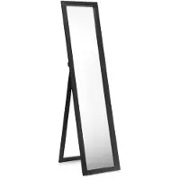 Costway 2-in-1 spiegel voor het hele lichaam, staande spiegel met houten frame, make-upspiegel 37 x 155 cm, spiegel voor slaapkamer, woonkamer en hal, zwart