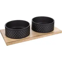 Flamingo Nervo Duo Dinner - Eet- En Drinkpot Honden - Eetpot Duo Dinner Nervo Zwart Dia 17cm 2x1170ml - 1st - 139113 - 1st