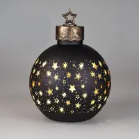 Boltze Kerstbal - Decoratie - XL - Zwart - 30cm - Ø20cm - incl ledlicht - incl. AAA batterij