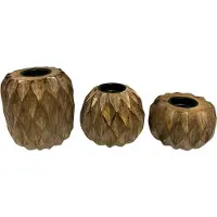 Home Society Kandelaar - homesociety - waxinelichthouder - hout - per set van 3 stuks - decoratieve accessoires -