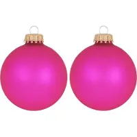 Krebs Kerstballen - bubbelgum roze - 8x - glas - 7 cm - mat - knalroze/felroze - kerstversiering
