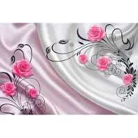 Fotobehang - Bloemen - Roze Rozen - Abstract - Roze en Wit - Vliesbehang - Inclusief Behanglijm - 225x150cm (lxb)