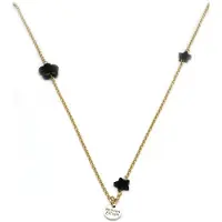 Heaven Eleven - dames ketting goudkleurig plating - Zwart natuustenen sterren - 100 cm