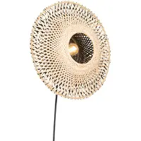 QAZQA Smart wandlamp bamboe 30 cm met stekker incl. Wifi P45 - Rina
