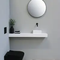 Ink Fontein Easy Break Opbouw Waskom Polystone Rechthoek Zonder Kraangat 27x18x10 cm Glans Wit