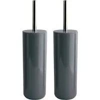 Spirella MSV Porto Toilet/wc-borstel houder - 2x - kunststof - donkergrijs - 38 cm - Toiletborstels
