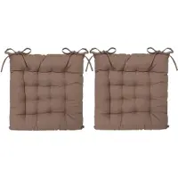 Atmosphera Stoelkussen - 2x - taupe - katoen - 38 x 6 cm - zitkussen - tuinstoelkussens