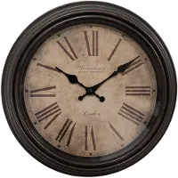 Clayre & Eef wandklok, diameter 29 cm, hoogte 5 cm, bruin, kunststof
