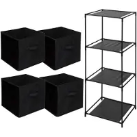 Bathroom Solutions Storage Solutions Opbergrek Smartrack - met 4x mandjes stof - zwart - 34 x 104 cm - Opbergkastjes