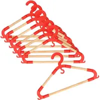 Bathroom Solutions Storage Solutions kledinghangers voor kinderen - 9x - kunststof/hout - rood - Sterke kwaliteit - Kledinghangers