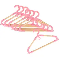 Bathroom Solutions Storage Solutions kledinghangers voor kinderen - 9x - kunststof/hout - roze - Sterke kwaliteit - Kledinghangers
