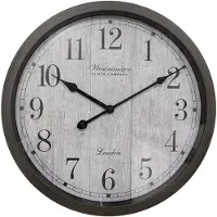 Clayre & Eef Wandklok Ø 40x4 cm Bruin Grijs Kunststof Glas Westminster Clock Company London Muurklok Bruin Muurklok