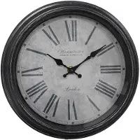 Clayre & Eef Wandklok Ø 25x4 cm Zwart Grijs Kunststof Glas Westminster Clock Company London Muurklok Zwart Muurklok