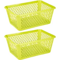 Forte Plastics Plasticforte opbergmand/kastmandje - 2x - 6,5 liter - groen - kunststof - 20 x 30 x 11 cm - Opbergbox