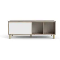 Ebuy24 Penny salontafel met uittrekbaar bovenpaneel en 2 vakken Hickory decor en mat wit.