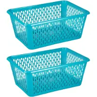 Forte Plastics Plasticforte opbergmand/kastmandje - 2x - 13 liter - blauw - kunststof - 26 x 37 x 14 cm - Opbergbox