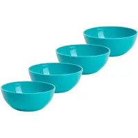 Forte Plastics Plasticforte kommetjes/schaaltjes - 4x - dessert/ontbijt - kunststof - D12 x H5 cm - blauw - Kommetjes