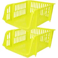 Forte Plastics Plasticforte Stapelbare opbergmand - 2x - Groen - 20L - kunststof - Opbergmanden