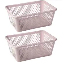 Forte Plastics Plasticforte opbergmand/kastmandje - 2x - 13 liter - roze - kunststof - 26 x 37 x 14 cm - Opbergbox