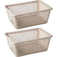 Forte Plastics Plasticforte opbergmand/kastmandje - 2x - 13 liter - beige - kunststof - 26 x 37 x 14 cm - Opbergbox