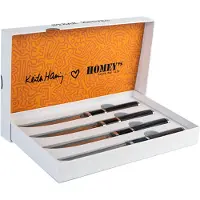 Homey's Homeys Keith Haring steakmessenset van 4, Bestek