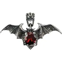 EtNox Zilvere Rode Vleermuishanger - 925 Sterling Silver (K4009)