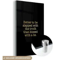MuchoWow Glasschilderij 40x60 cm - Schilderij acrylglas - Waarheid - Black and gold - Quotes - Foto op glas - Schilderijen