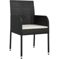 vidaXL 5-delige Tuinset met kussens poly rattan zwart