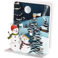 Pictura Two Snowmen and Snow Covered Evergreen Tree 3D Pop-Up Christmas Card 2x