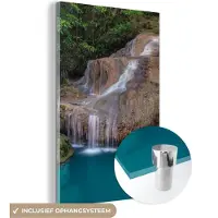 MuchoWow Glasschilderij 20x30 cm - Schilderij acrylglas - Waterval - Rots - Landschap - Foto op glas - Schilderijen
