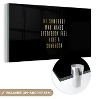 MuchoWow Glasschilderij 40x20 cm - Schilderij acrylglas - Quotes - Spreuken - Goud - Zwart - Foto op glas - Schilderijen