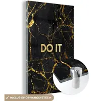MuchoWow Glasschilderij 20x30 cm - Schilderij acrylglas - Quotes - Motivatie - Goud - Marmer - Foto op glas - Schilderijen