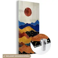 MuchoWow Glasschilderij 20x40 cm - Schilderij acrylglas - Goud - Brons - Blauw - Foto op glas - Schilderijen
