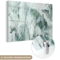 MuchoWow Glasschilderij 180x120 cm - Schilderij acrylglas - Tuindecoratie - Verf - Abstract - Foto op glas - Schilderijen