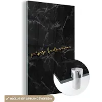 MuchoWow Glasschilderij 40x60 cm - Schilderij acrylglas - Quotes - Motivatie - Goud - Marmer - Foto op glas - Schilderijen