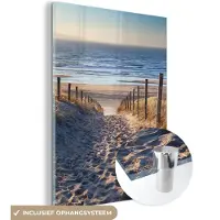MuchoWow Glasschilderij - Acrylglas - Strand - Zee - Duin - Glasschilderij strand - Foto op glas - Wanddecoratie - Acrylplaat - 120x160 cm - Muurdecoratie - Schilderijen woonkamer
