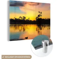 MuchoWow Glasschilderij 160x120 cm - Schilderij acrylglas - Water - Natuur - Zomer - Lucht - Foto op glas - Schilderijen