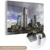MuchoWow Glasschilderij 60x40 cm - Schilderij acrylglas - Modern - Architectuur - Rotterdam - Foto op glas - Schilderijen
