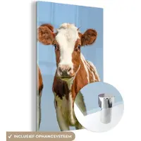 MuchoWow - Glasschilderij - Foto op glas - Wanddecoratie - Koeien - Koe - Dieren - Natuur - Kalfjes - Kamer decoratie - Glasschilderij dieren - 120x180 cm - Acrylglas - Schilderijen woonkamer