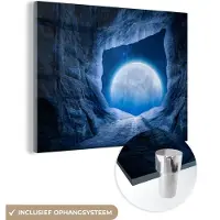 MuchoWow Glasschilderij - Foto op glas - Maan - Ruimte - Meteoriet - Asteroïde - Wanddecoratie - 160x120 cm - Acrylglas - Muurdecoratie - Schilderij - Schilderij op glas