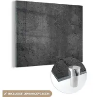 MuchoWow Glasschilderij 80x60 cm - Schilderij acrylglas - Structuur - Beton - Grijs - Industrieel - Rustiek - Foto op glas - Schilderijen