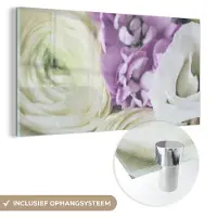 MuchoWow Glasschilderij 160x80 cm - Schilderij acrylglas - Bloemen - Rozen - Natuur - Foto op glas - Schilderijen
