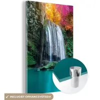 MuchoWow - Glasschilderij - Acrylplaat - Waterval - Oase - Boom - Glasschilderij waterval - Schilderij glas - Wanddecoratie - 20x30 cm - Acrylglas - Foto op glas