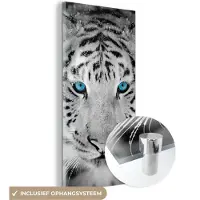 MuchoWow Glasschilderij 60x120 cm - Schilderij acrylglas - Tijger - Winter - Dieren - Foto op glas - Schilderijen