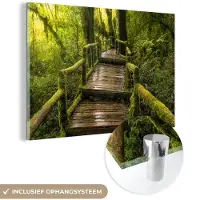 MuchoWow Glasschilderij 150x100 cm - Schilderij acrylglas - Mooi regenwoud en jungle - Foto op glas - Schilderijen