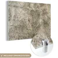 MuchoWow Glasschilderij 30x20 cm - Schilderij acrylglas - Cement - Bruin - Beton - Vintage - Foto op glas - Schilderijen
