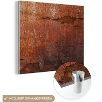 MuchoWow Glasschilderij 90x90 cm - Schilderij acrylglas - Roest - Vintage - Staal - Foto op glas - Schilderijen