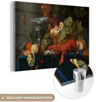 MuchoWow Glasschilderij 180x120 cm - Schilderij acrylglas - Stilleven met een gouden bokaal - Schilderij - Oude meesters - Foto op glas - Schilderijen
